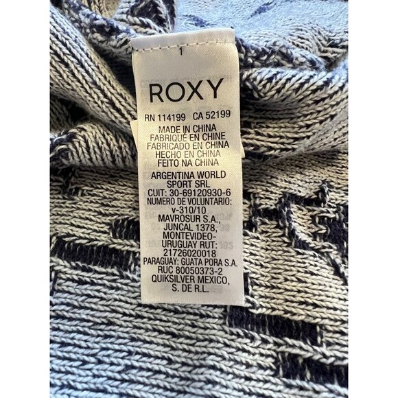 Roxy Blue Hooded Cardigan Sweater Oversized Southwest Aztec Cape Poncho Beach - Picture 8 of 8